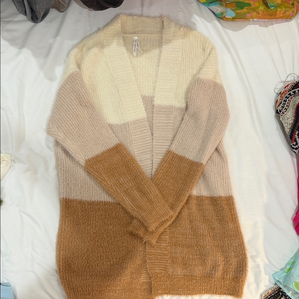 BRAND NWT!!! Dreamers Women's Cream, Tan, and Brown Cardigan
